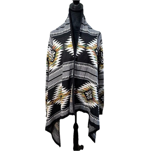 Ruff Hewn Woman Multicolor Asymmetrical Hem Southwestern Open Cardigan Size XL - Picture 1 of 9